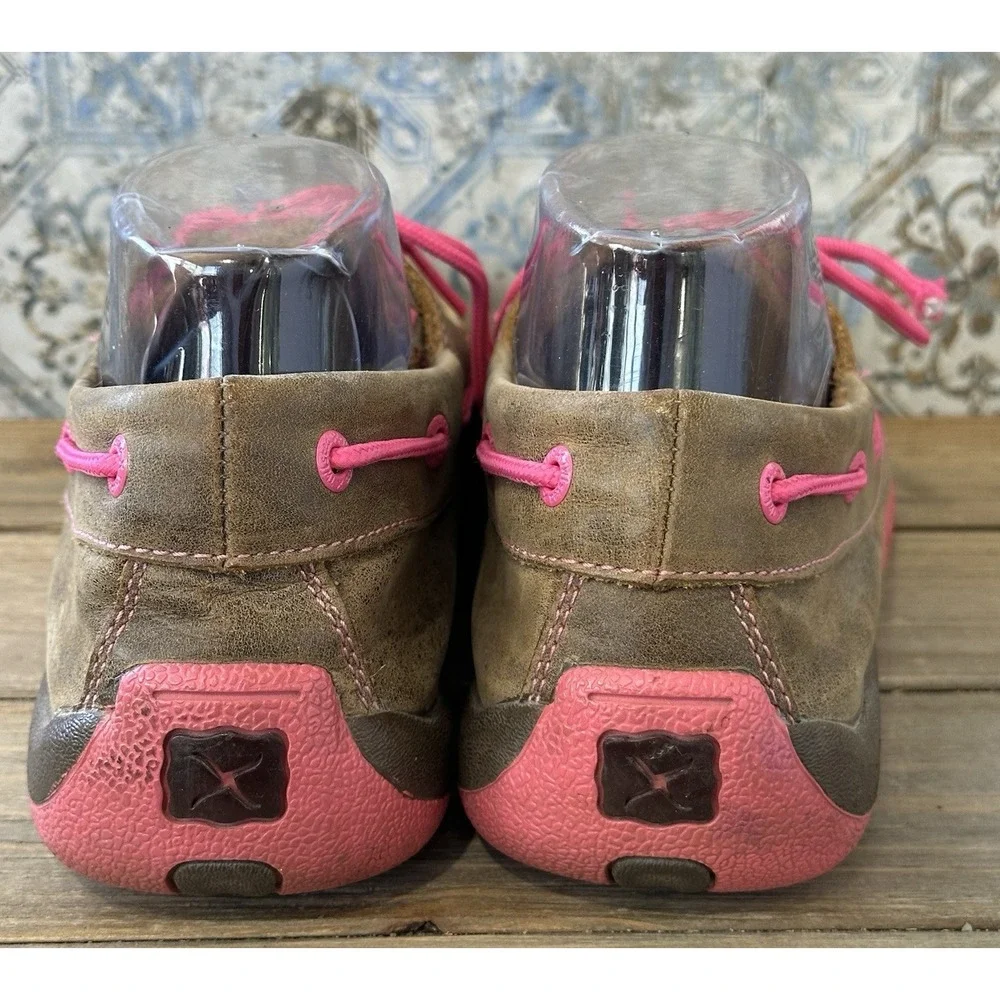 Twisted X Driving Moccasins Shoes Pink Basket Weave Women's 9.5 M
